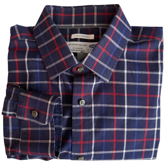 Old Navy Classic Blue Red & White Plaid Long Sleeve Shirt Size L - Picture 6 of 9